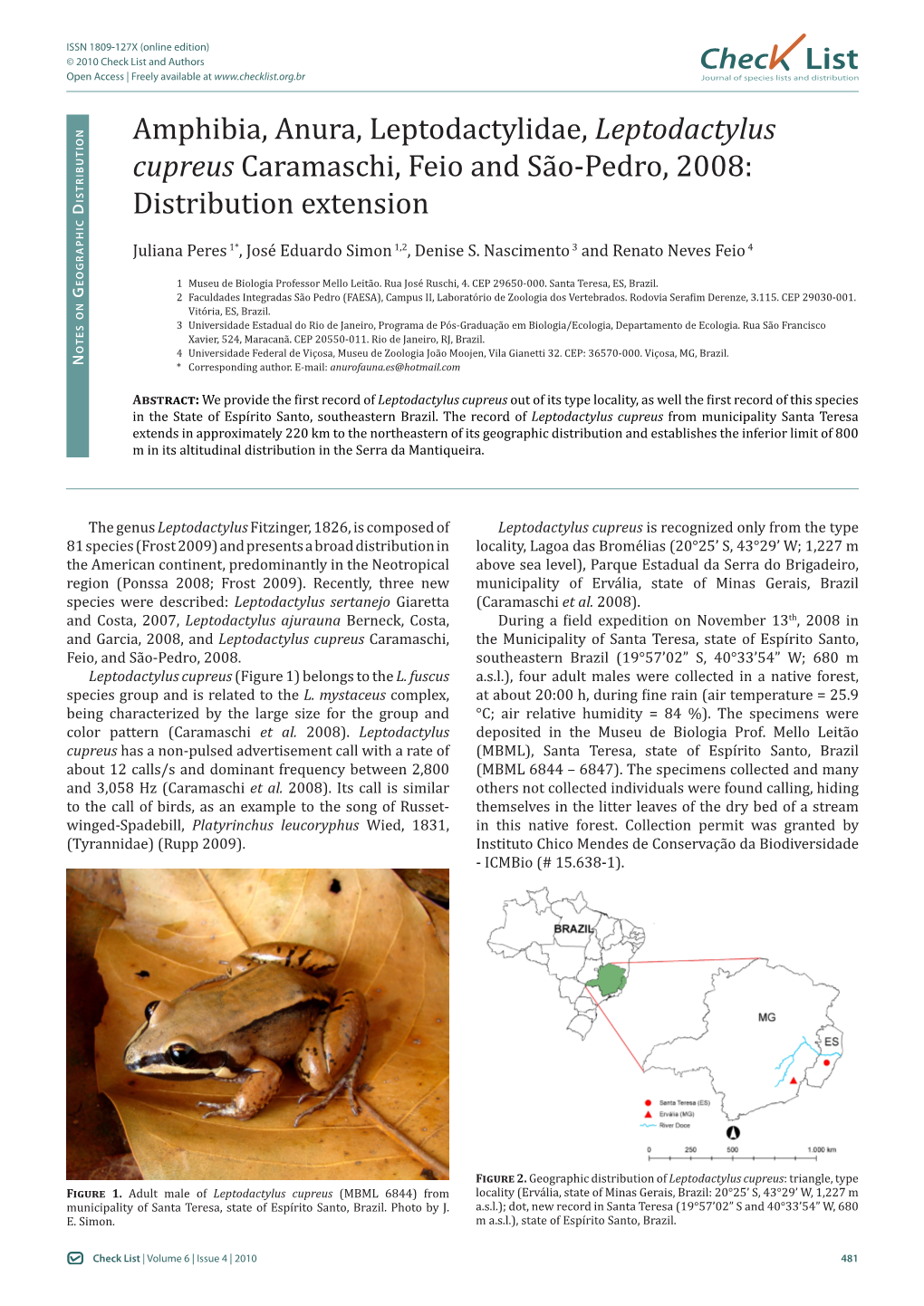 Amphibia, Anura, Leptodactylidae, Leptodactylus Cupreus Caramaschi, Feio and São-Pedro, 2008: Istributio D