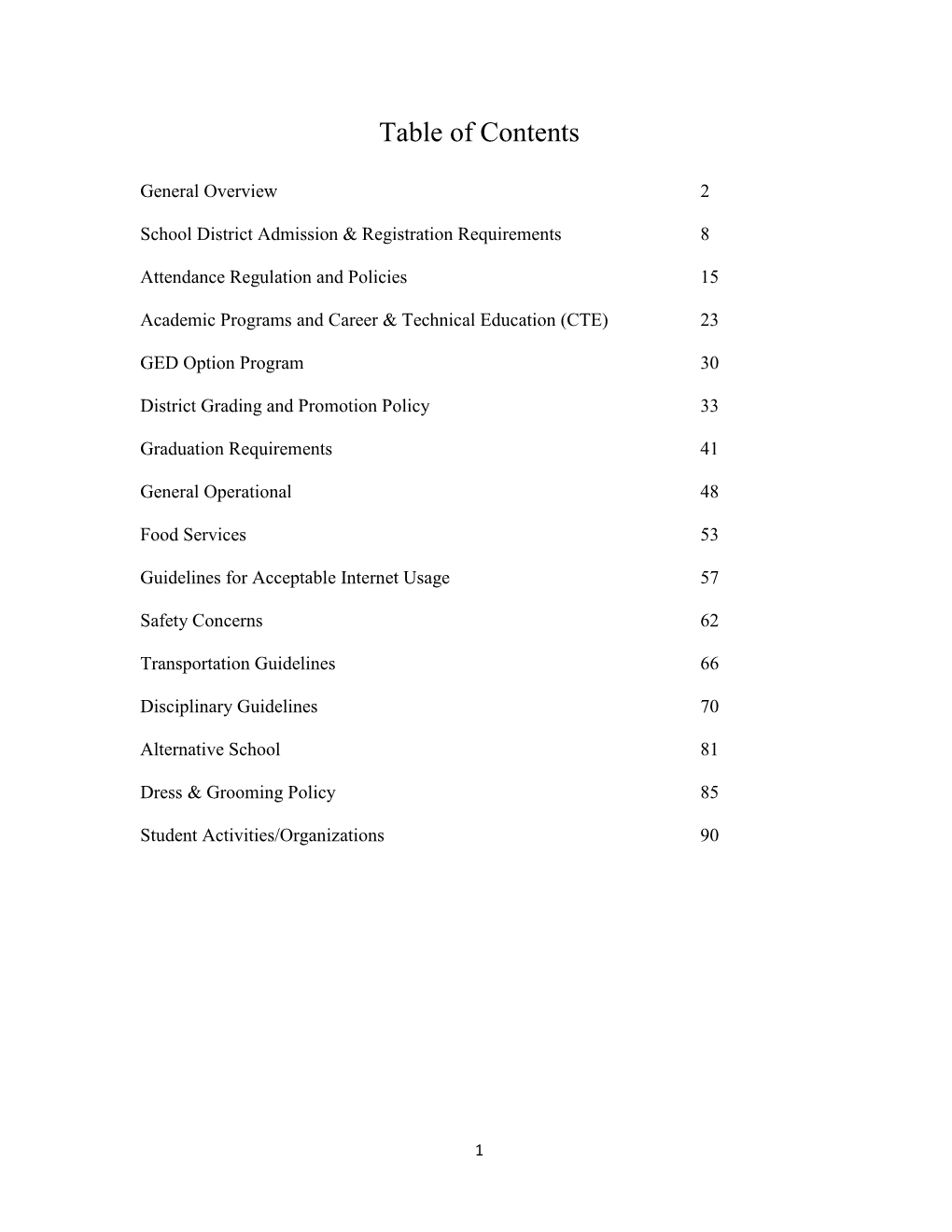 Table of Contents