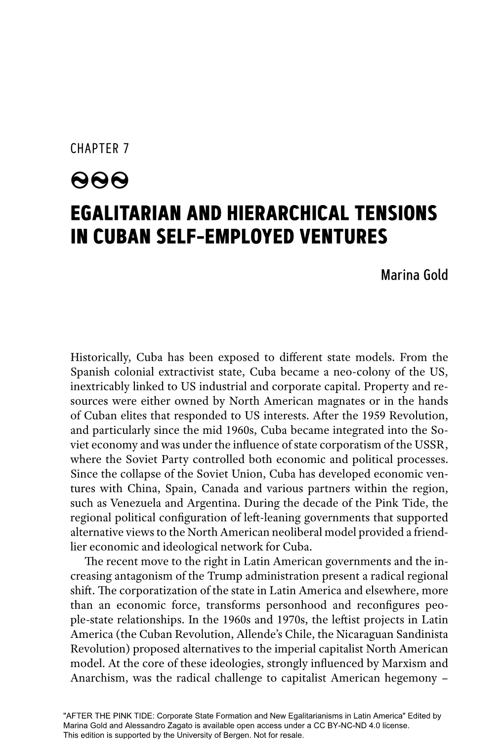 Chapter 7. Egalitarian and Hierarchical Tensions in Cuban Self-Employed Ventures