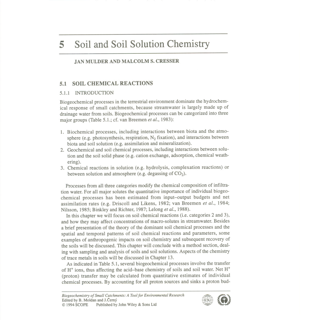 5 Soil and Soil Solution Chemistry