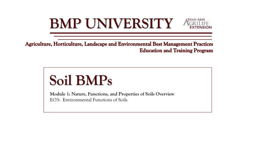 Environmental Functions of Soils Environmental Functions of Soils