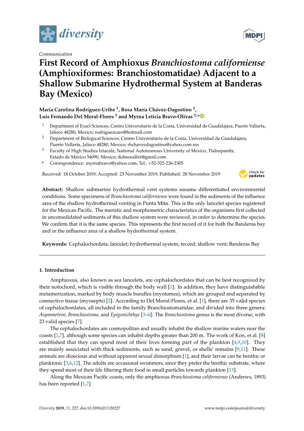 First Record of Amphioxus Branchiostoma Californiense