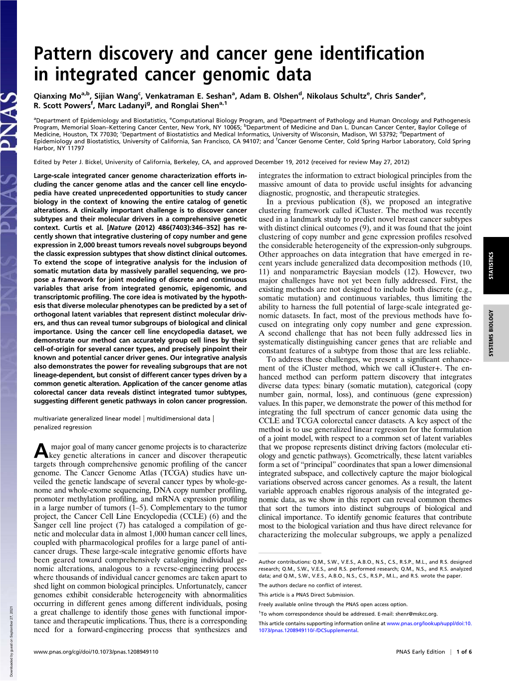 Pattern Discovery and Cancer Gene Identification in Integrated