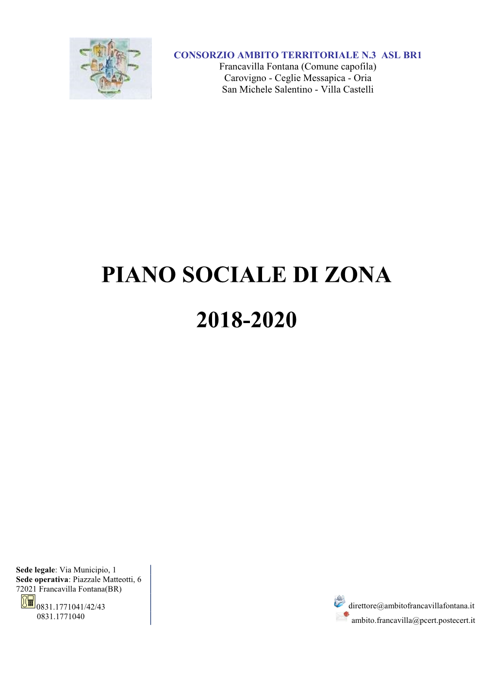 Piano Sociale Di Zona 2018-2020
