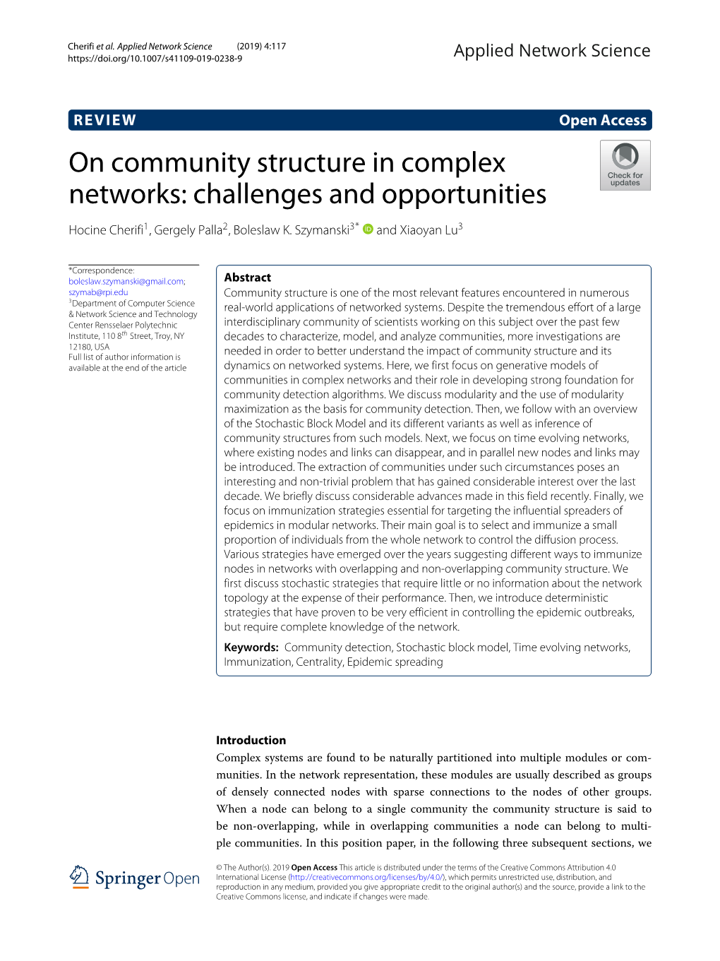 On Community Structure in Complex Networks: Challenges and Opportunities