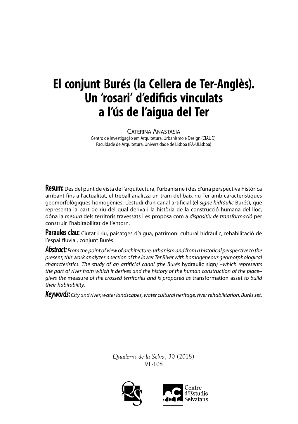 (La Cellera De Ter-Anglès). Un ’Rosari’ D’Edificis Vinculats a L’Ús De L’Aigua Del Ter