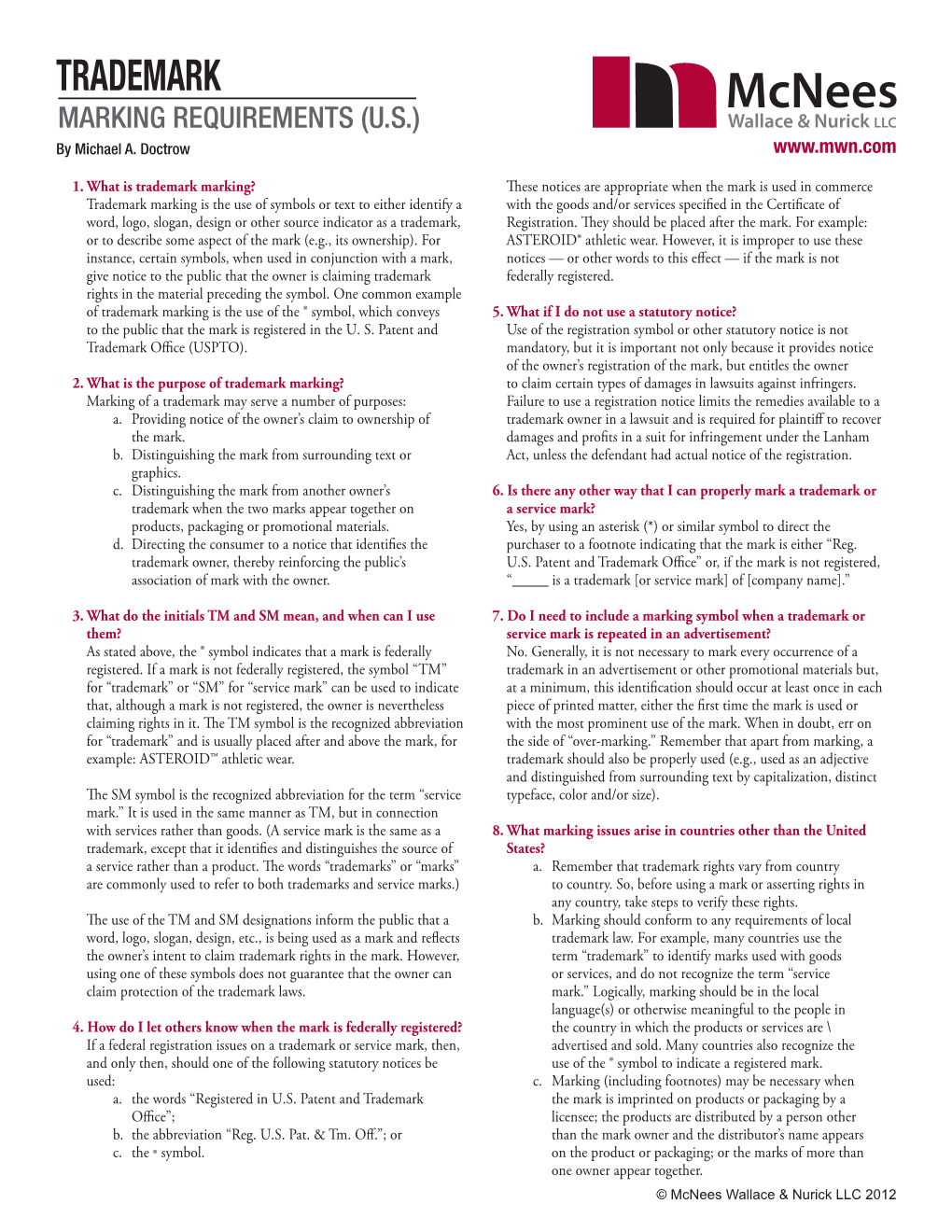 Trademark Marking Requirements