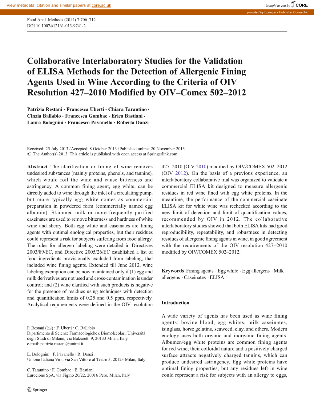 Collaborative Interlaboratory Studies for the Validation of ELISA Methods