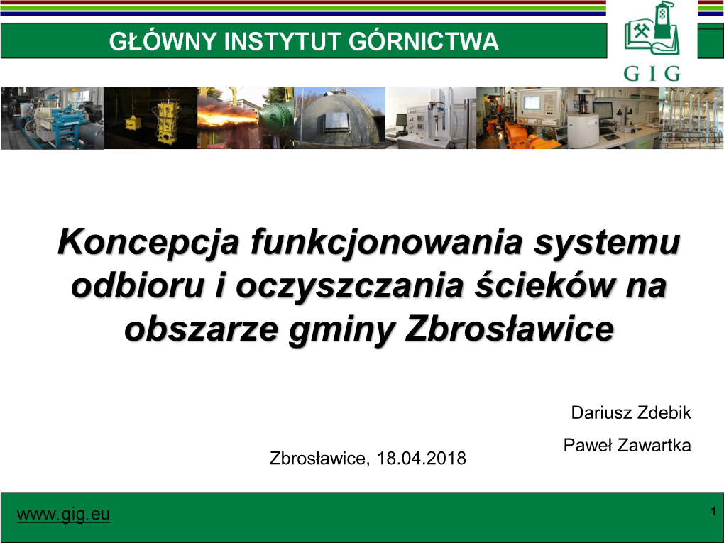 Koncepcja Funkcjonowania Systemu Odbioru I Oczyszczania Ścieków Na Obszarze Gminy Zbrosławice