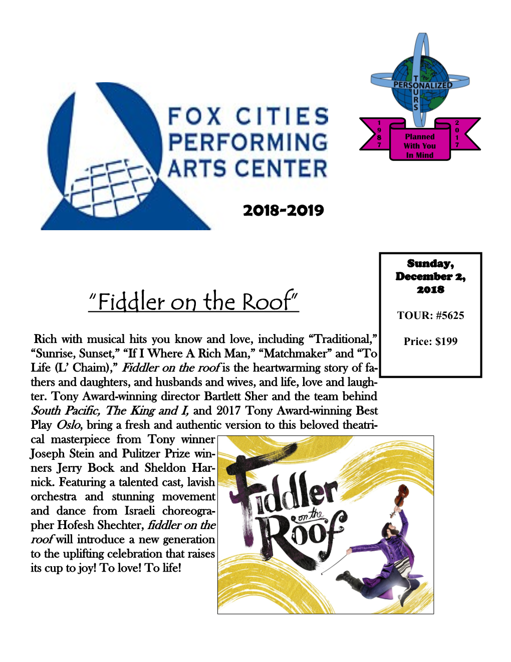 “Fiddler on the Roof” TOUR: #5625