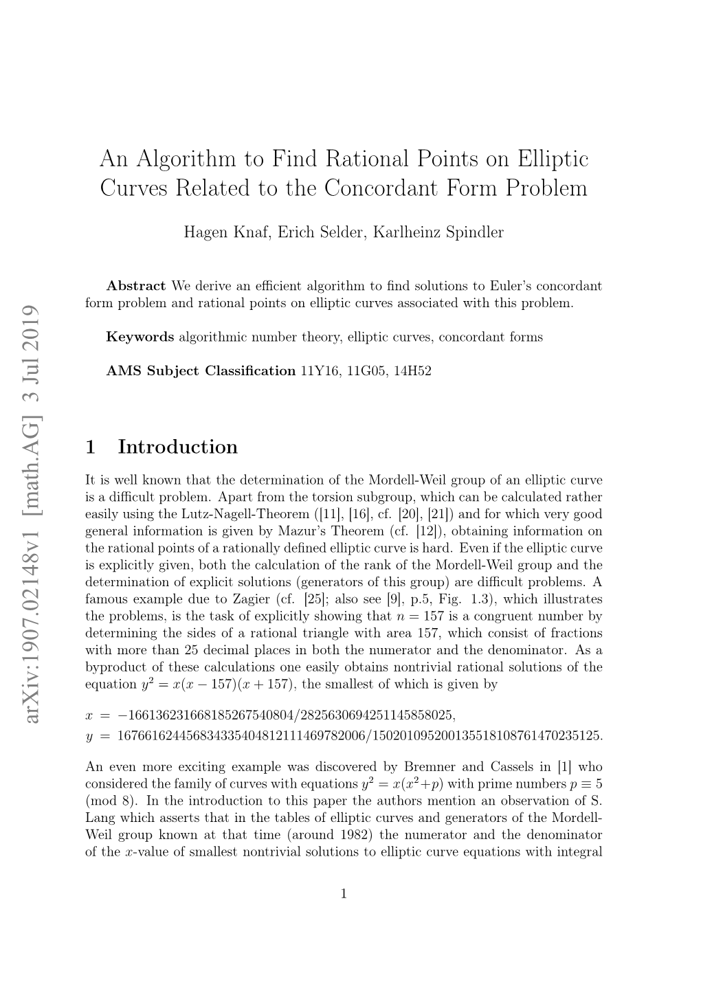 An Algorithm to Find Rational Points on Elliptic Curves Related to the Concordant Form Problem