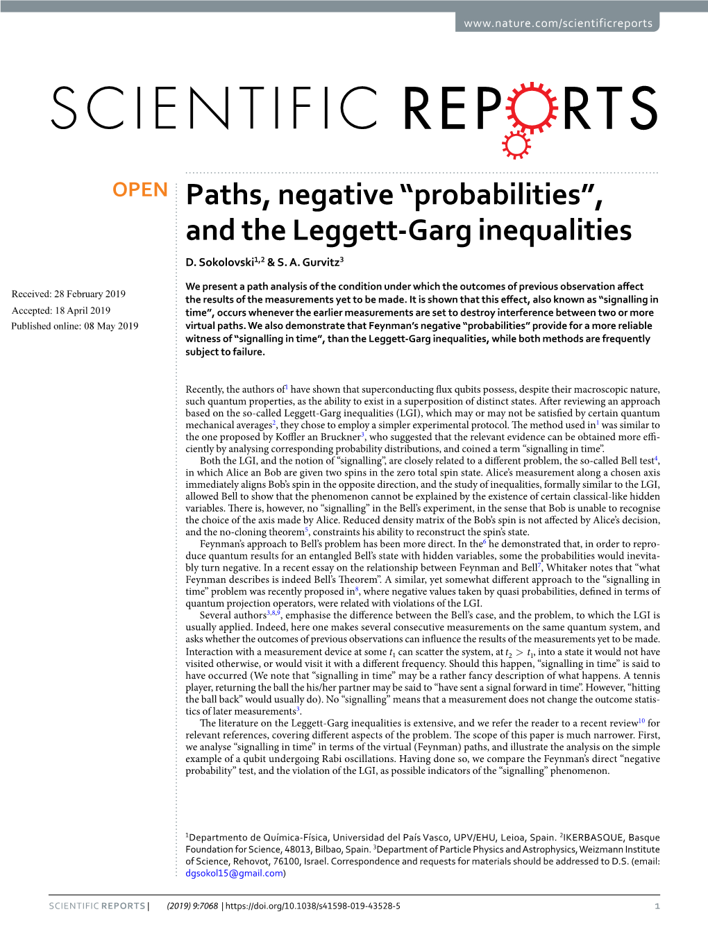 Probabilities”, and the Leggett-Garg Inequalities D