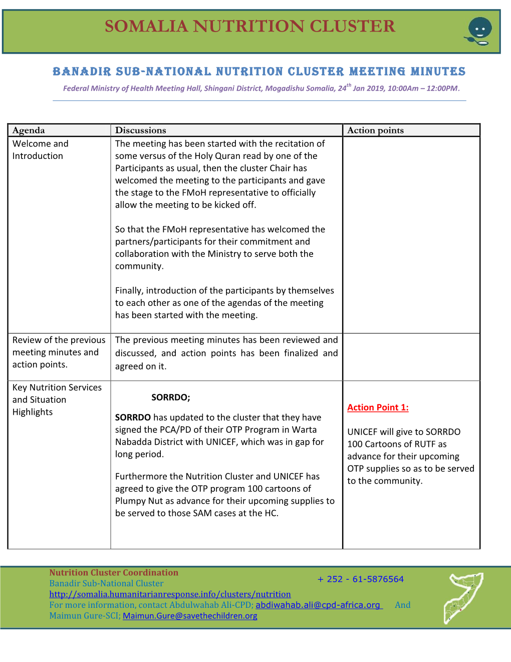 Somalia Nutrition Cluster