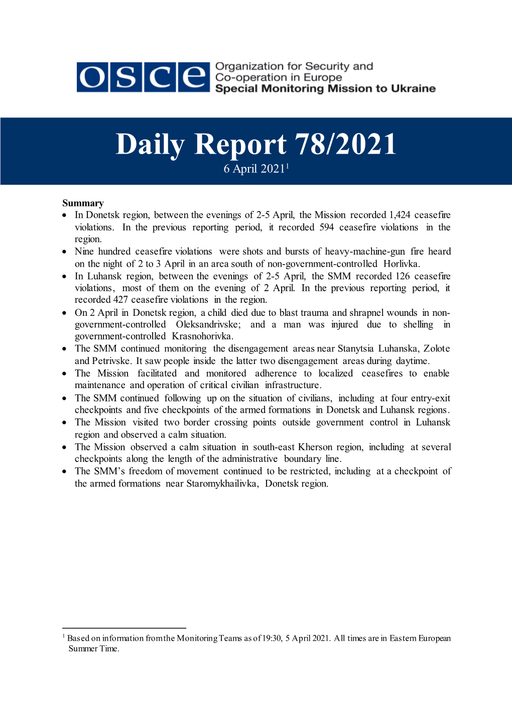 Daily Report 78/2021 6 April 20211