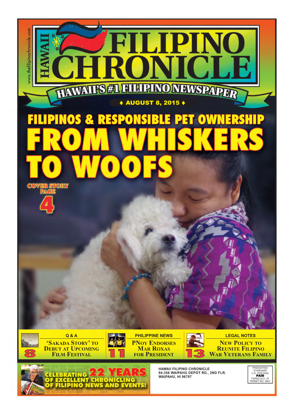 August 8, 2015 Hawaii Filipino Chronicle  1