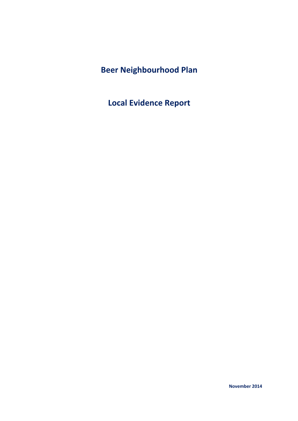 Beer Neighbourhood Plan Local Evidence Report