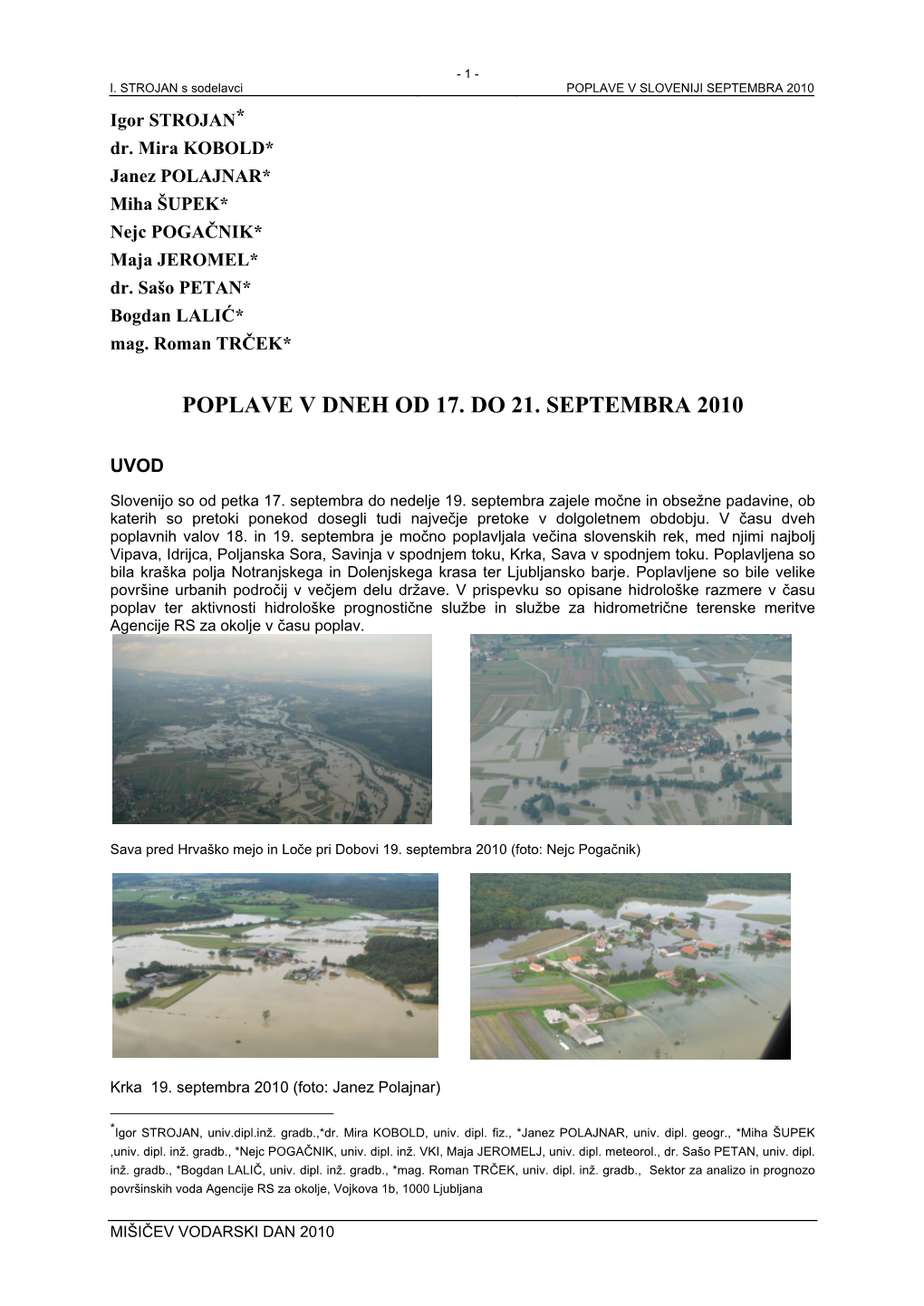 Poplave V Dneh Od 17. Do 21. Septembra 2010