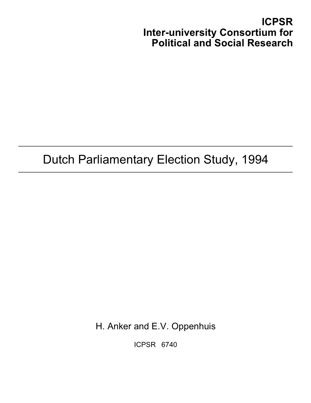 Dutch Parliamentary Election Study, 1994