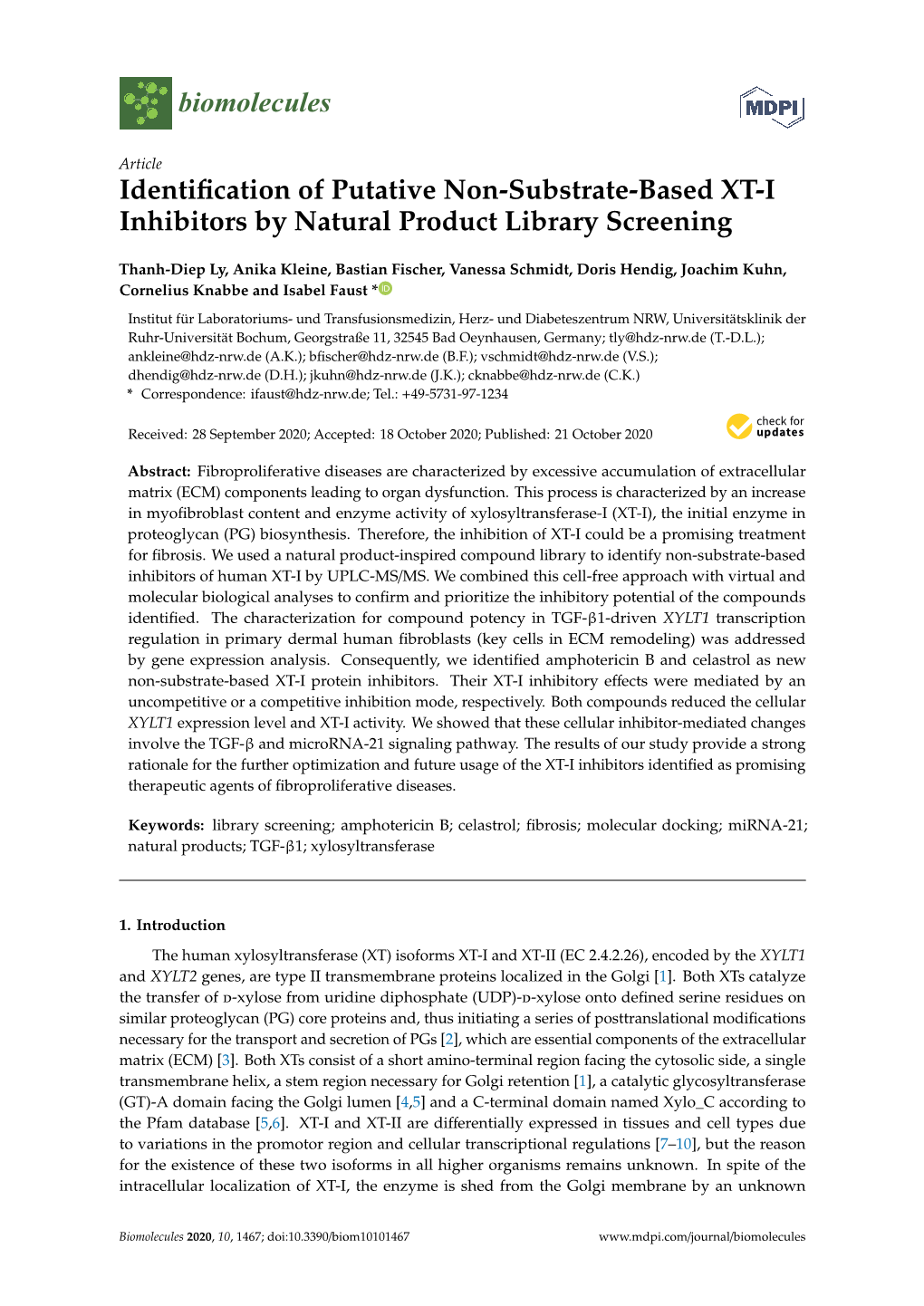 Identification of Putative Non-Substrate-Based XT-I Inhibitors by Natural Product Library Screening