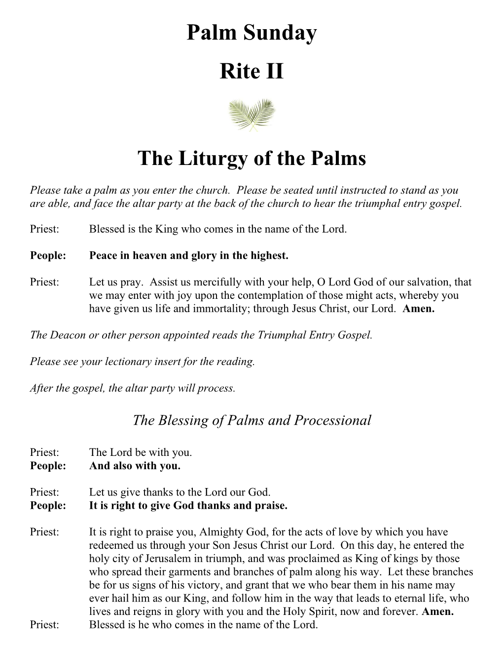 Palm Sunday Rite II