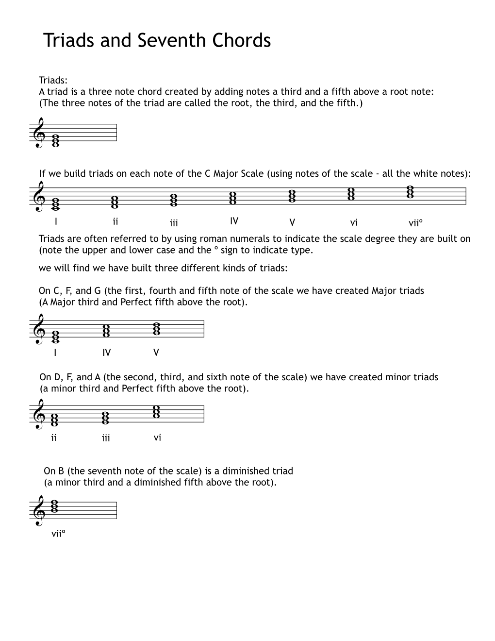 Triads and Seventh Chords