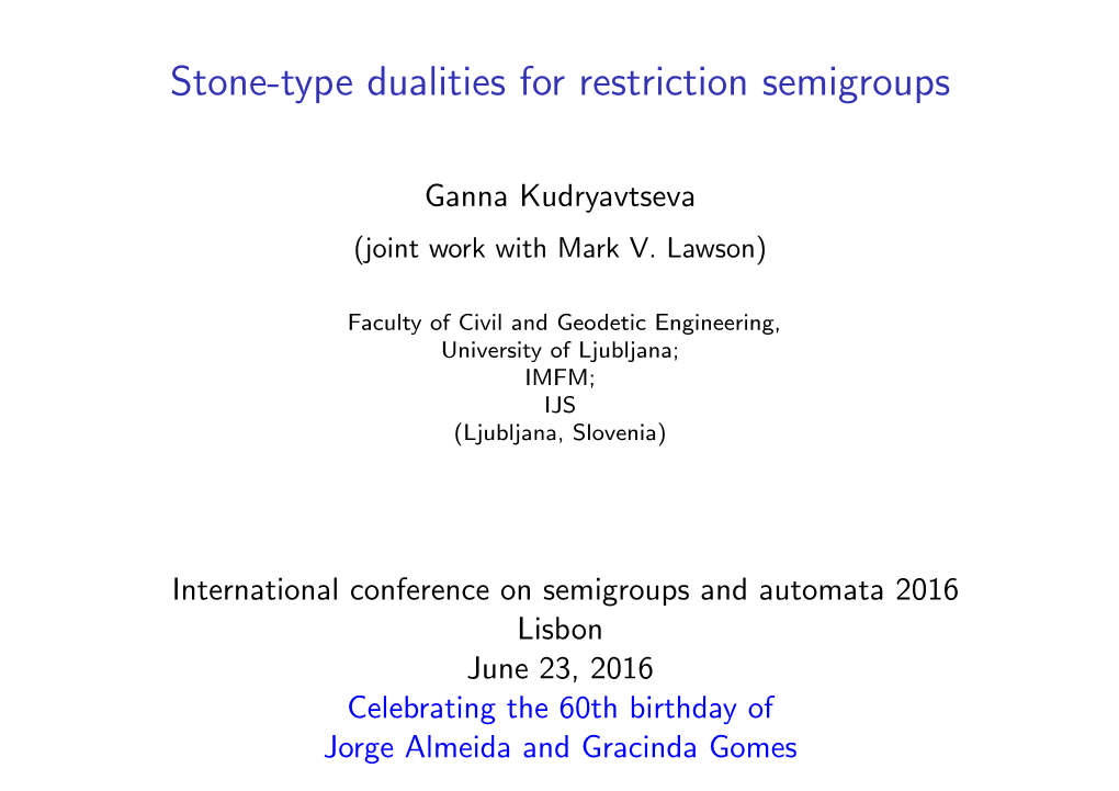 Stone-Type Dualities for Restriction Semigroups
