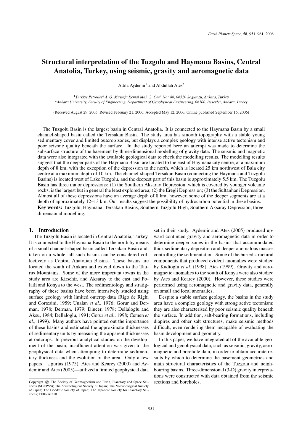 Structural Interpretation of the Tuzgolu and Haymana Basins, Central Anatolia, Turkey, Using Seismic, Gravity and Aeromagnetic Data