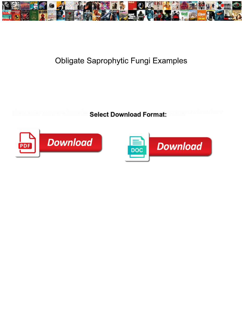 Obligate Saprophytic Fungi Examples