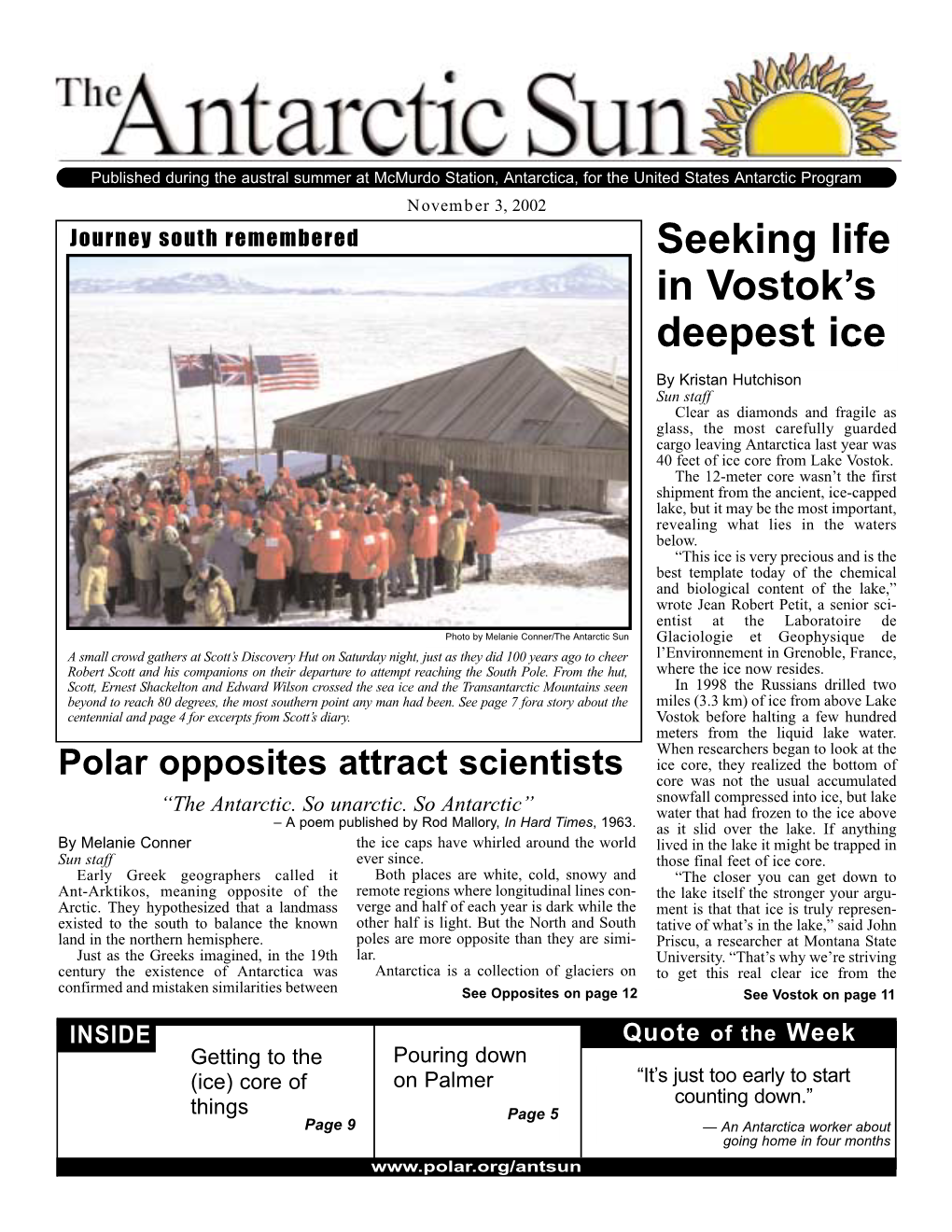 The Antarctic Sun, November 3, 2002