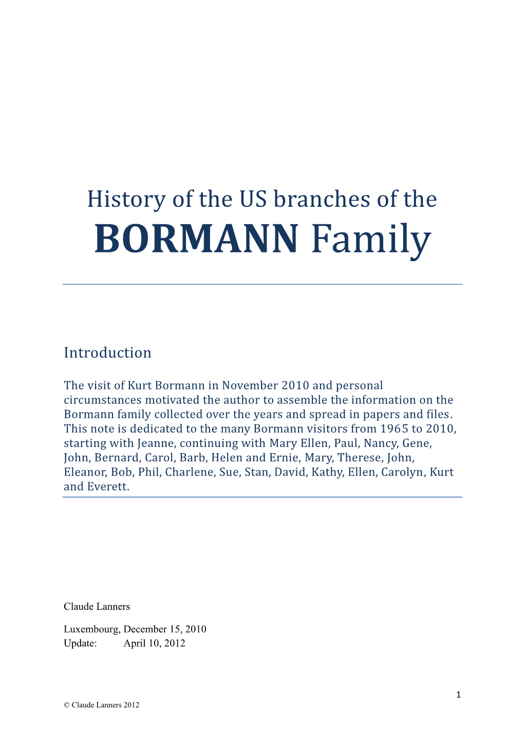 BORMANN Family