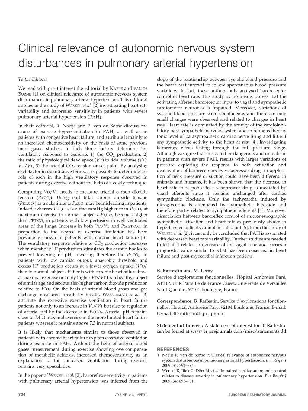 Clinical Relevance of Autonomic Nervous System Disturbances in Pulmonary Arterial Hypertension