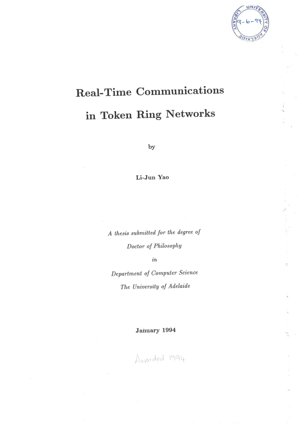 Real-Time Communications in Token Ring Networks