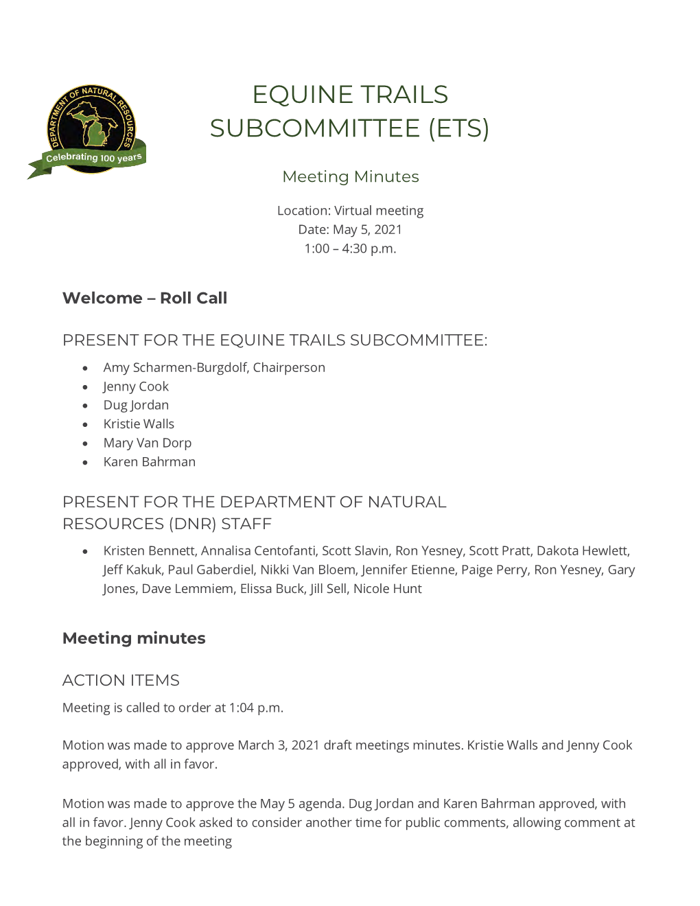 Equine Trails Subcommittee (Ets)