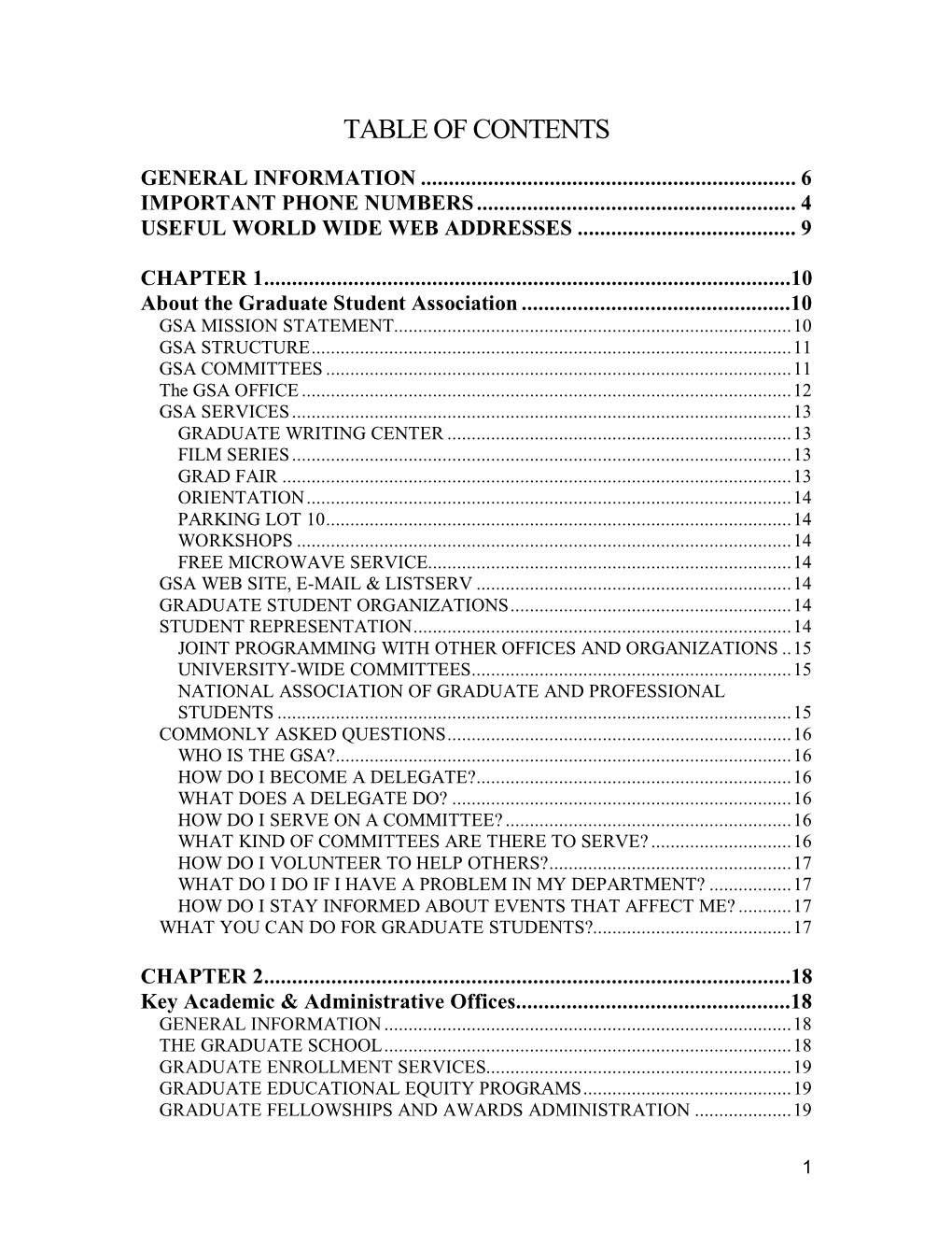 Table of Contents