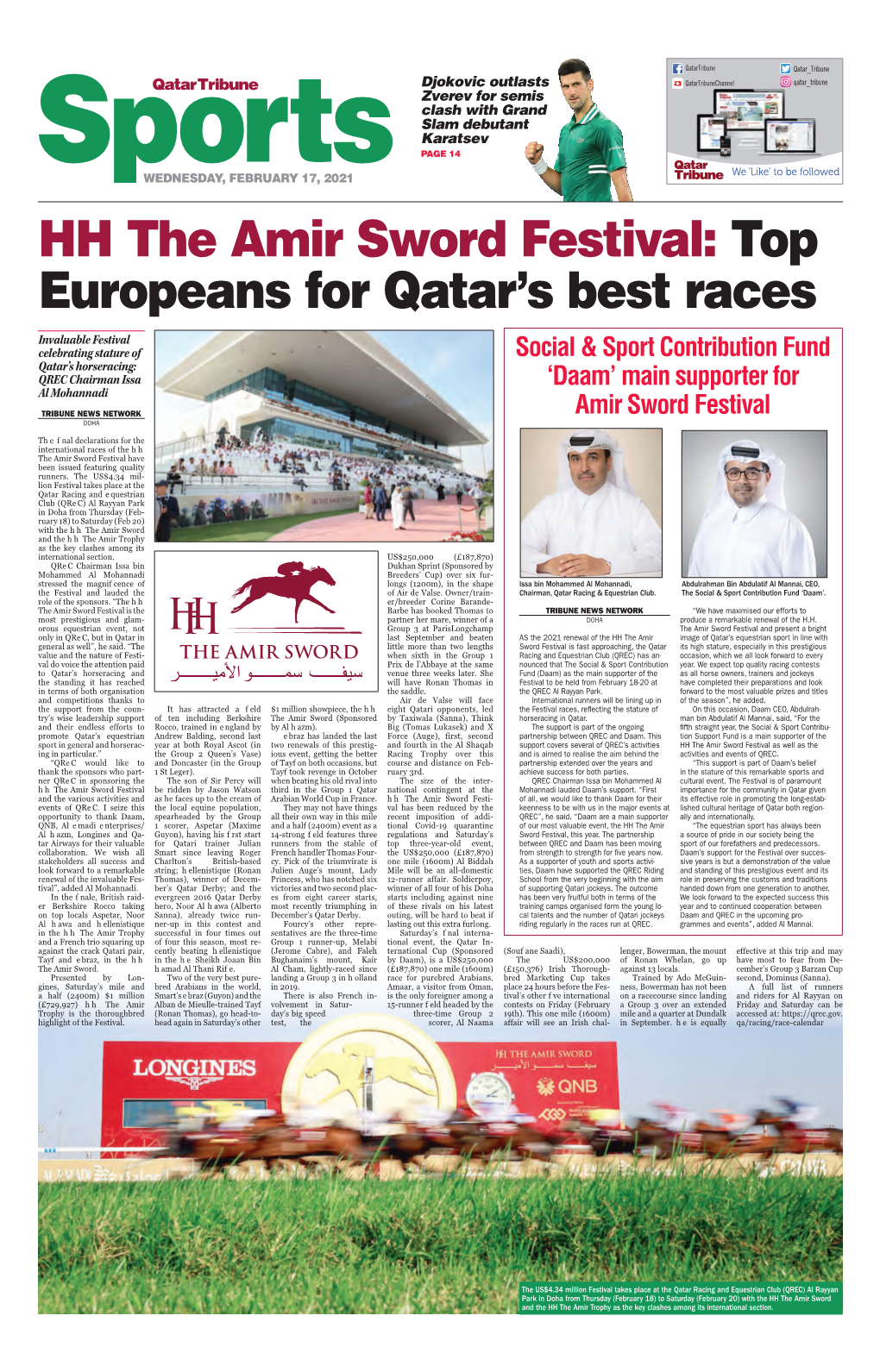 HH the Amir Sword Festival: Top Europeans for Qatar’S Best Races