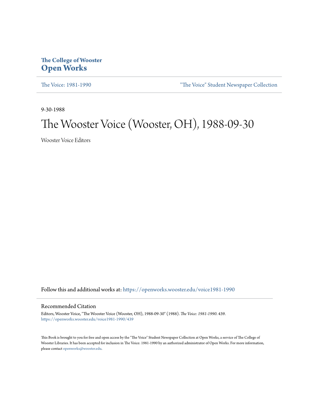 THE Woosterj) VOICE