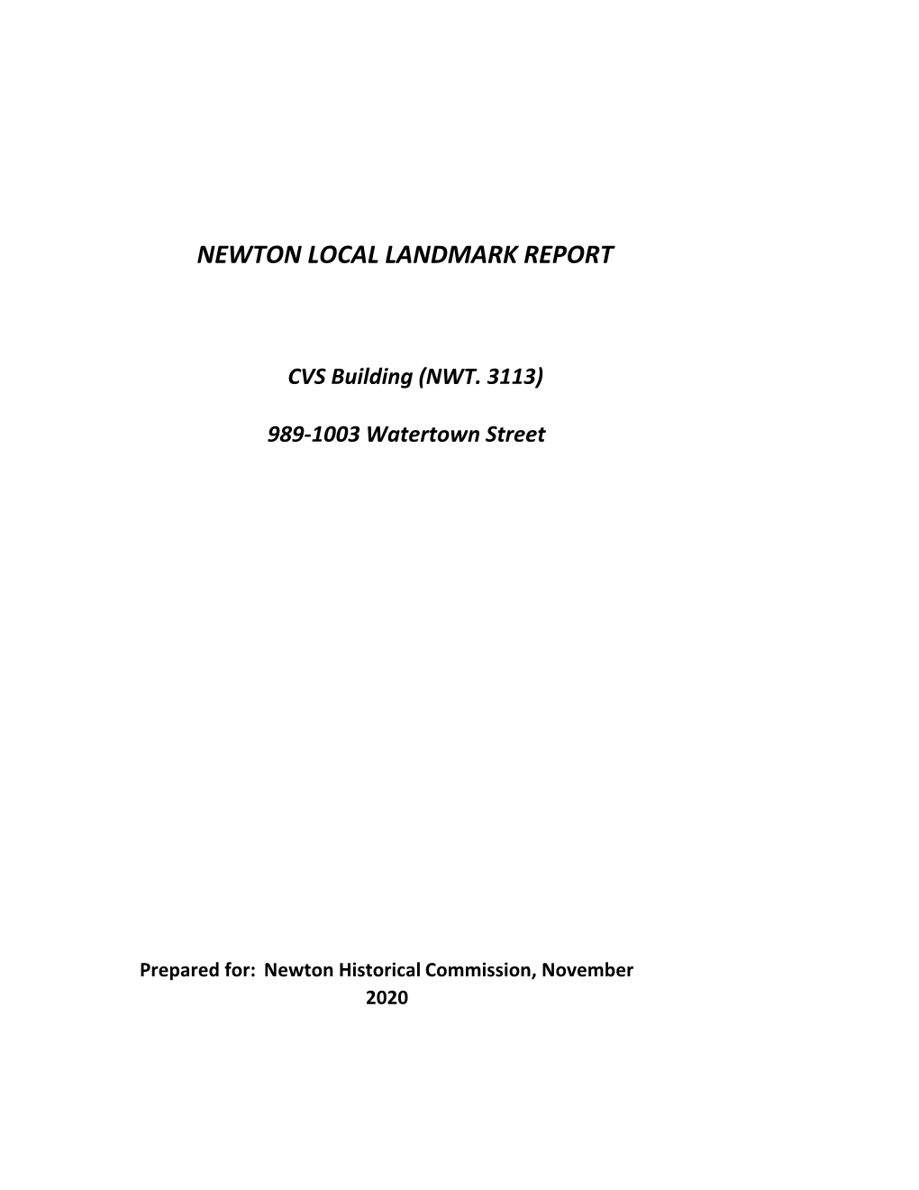 Newton Local Landmark Report