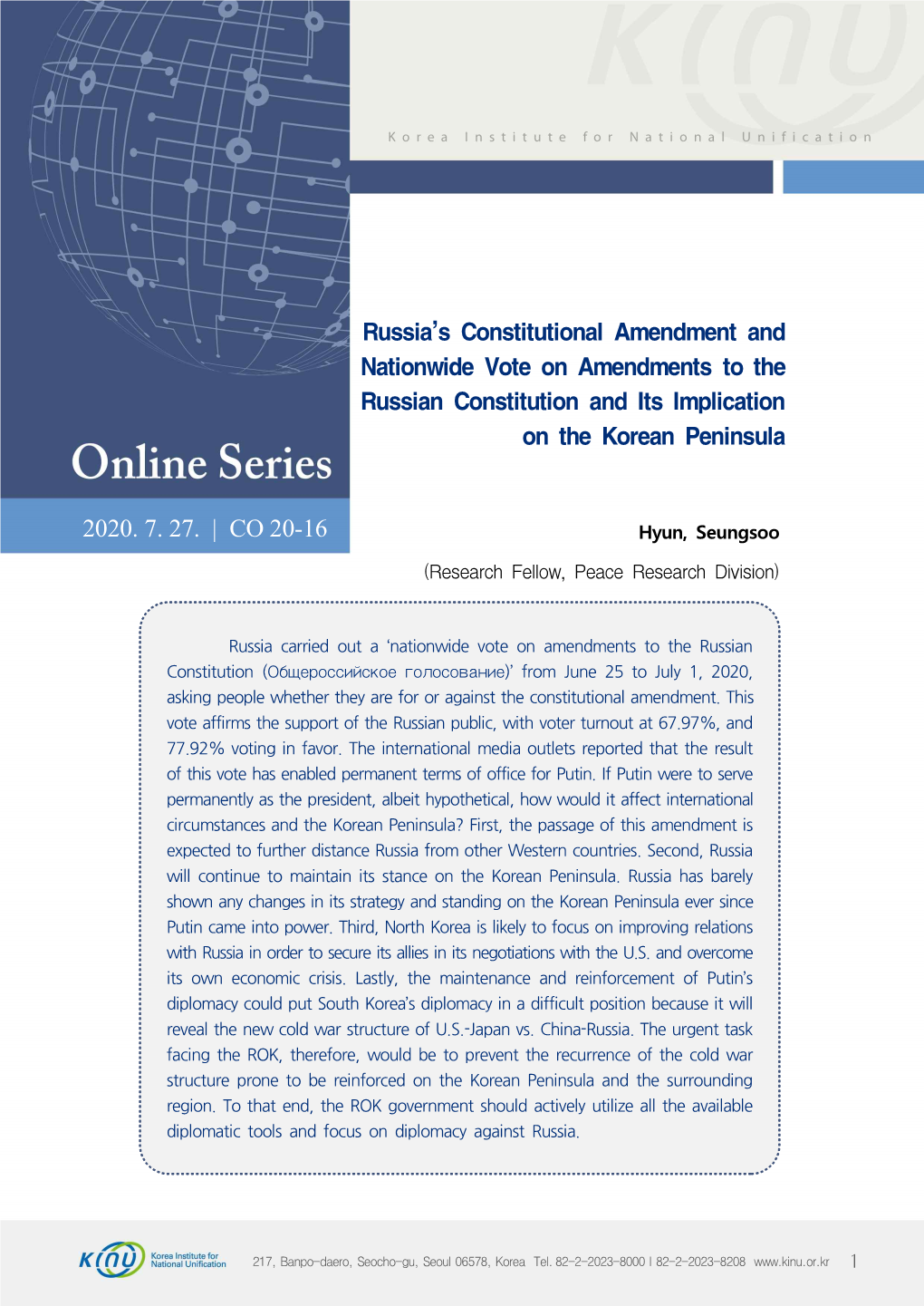 Russia's Constitutional Amendment and Nationwide Vote On