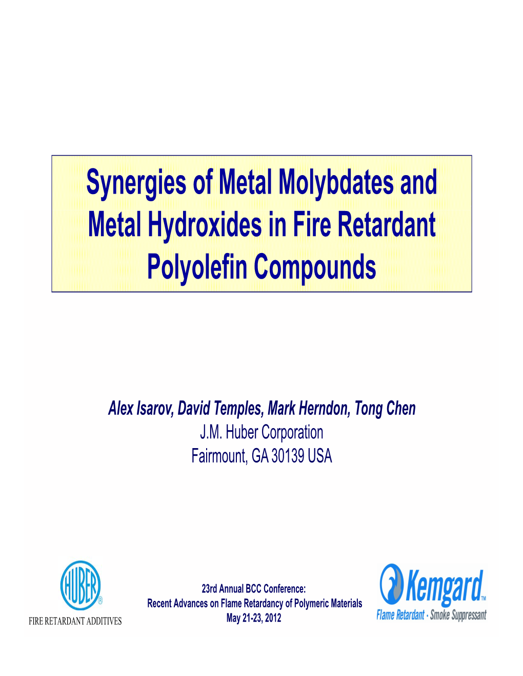 Synergies of Metal Molybdates and Metal Hydroxides in Fire Retardant Polyolefin Compounds