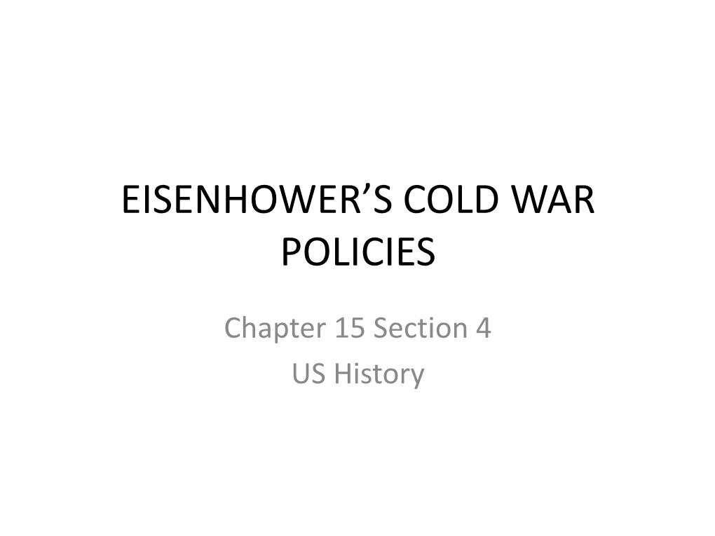 Eisenhower's Cold War Policies