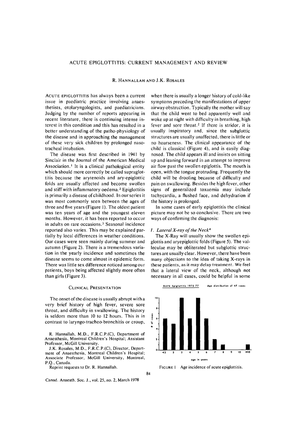 Acute Epiglottitis: Current Management and Review