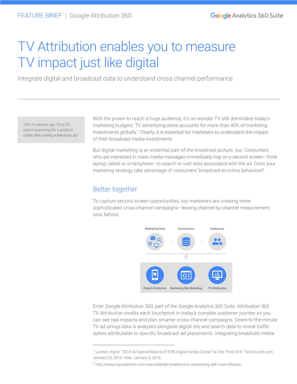 Attribution 360 TV Attribution Credits Each Touchpoint in Today’S Complex Customer Journey So You Can See Real Impacts and Plan Smarter Cross-Channel Campaigns