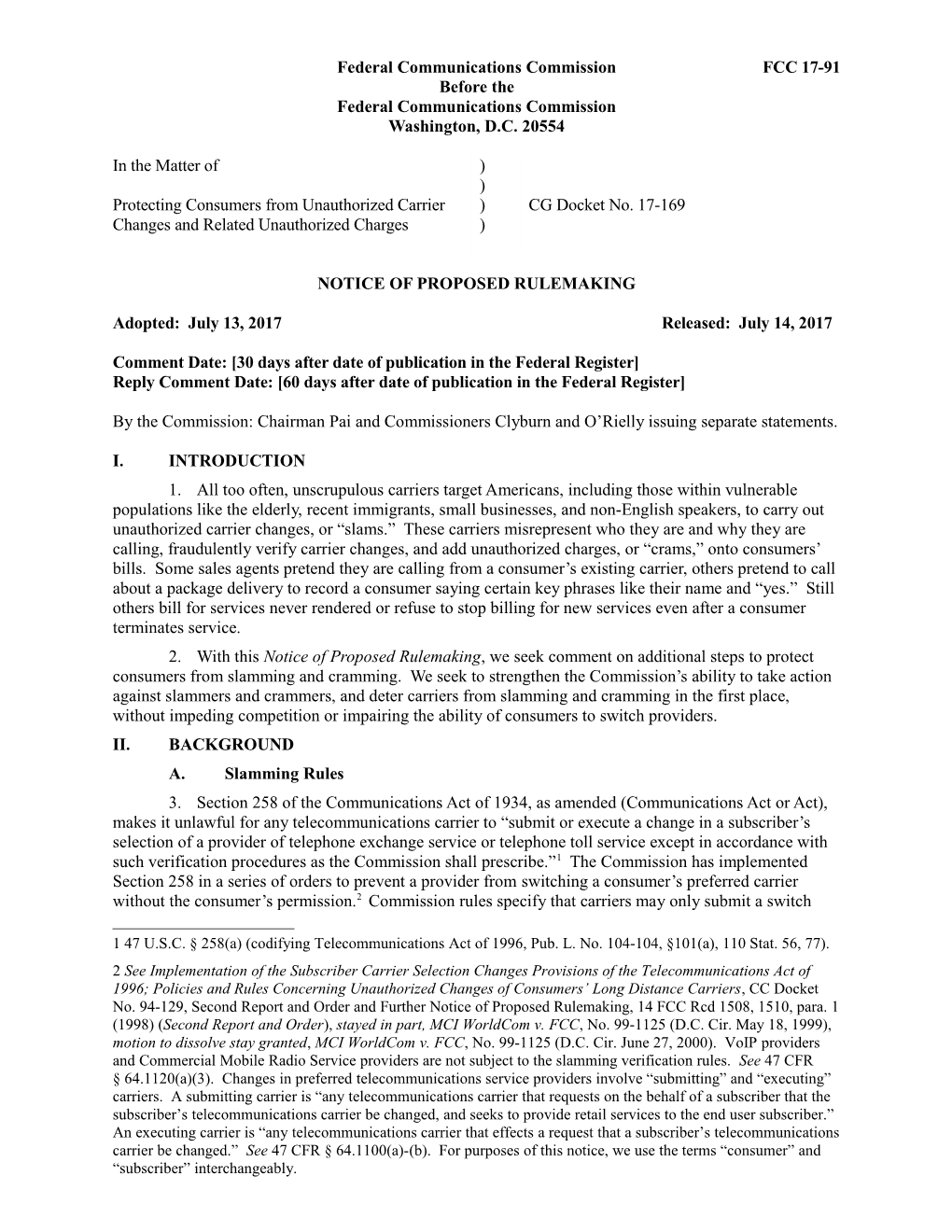 Federal Communications Commission FCC 17-91