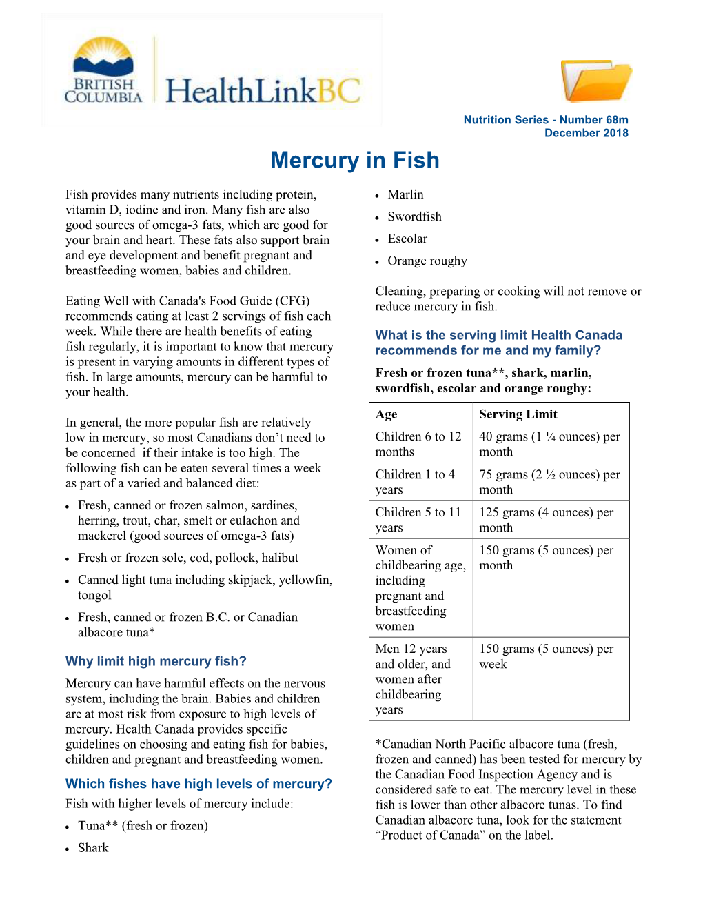 Mercury in Fish