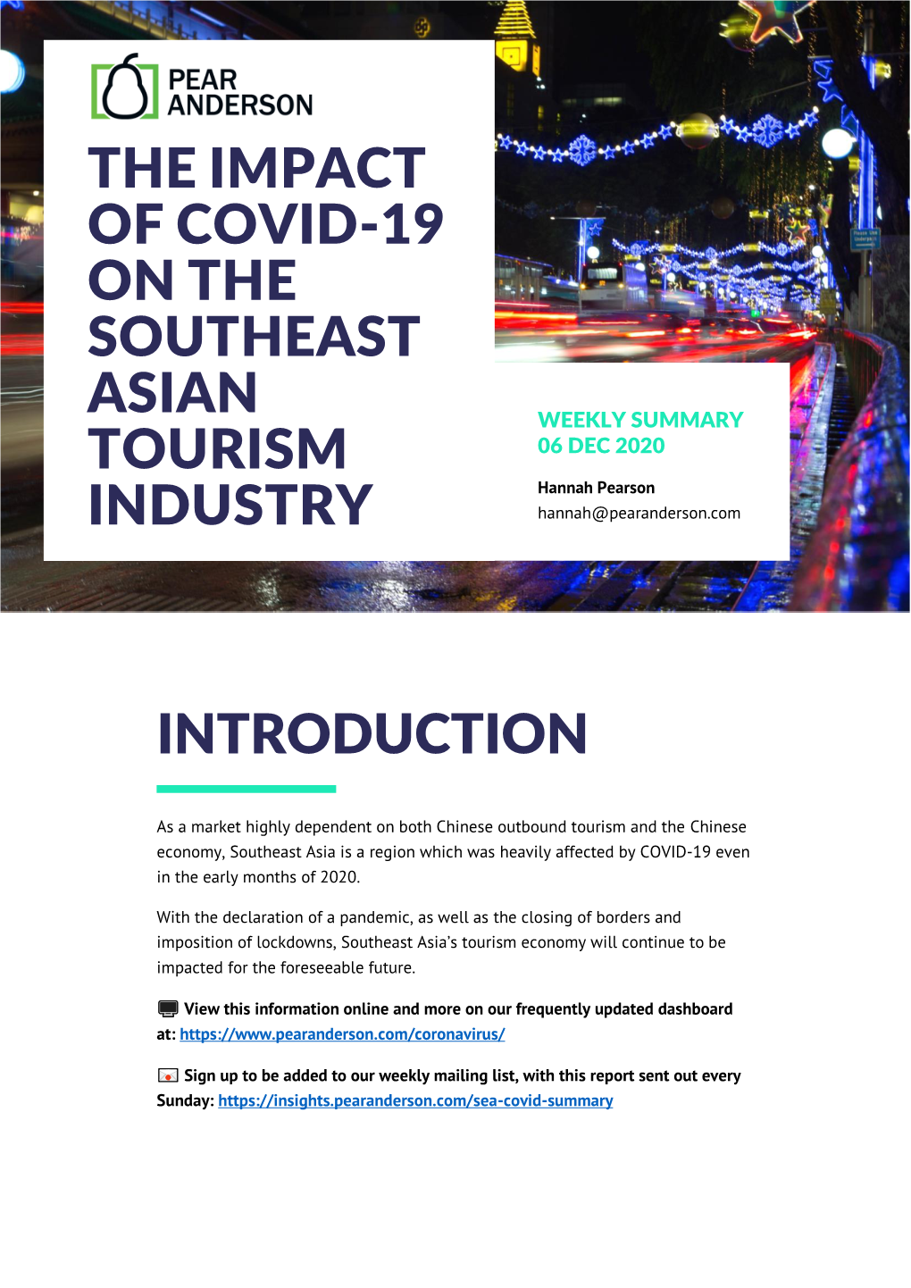 The Impact of Covid-19 on the Southeast Asian Tourism Industry