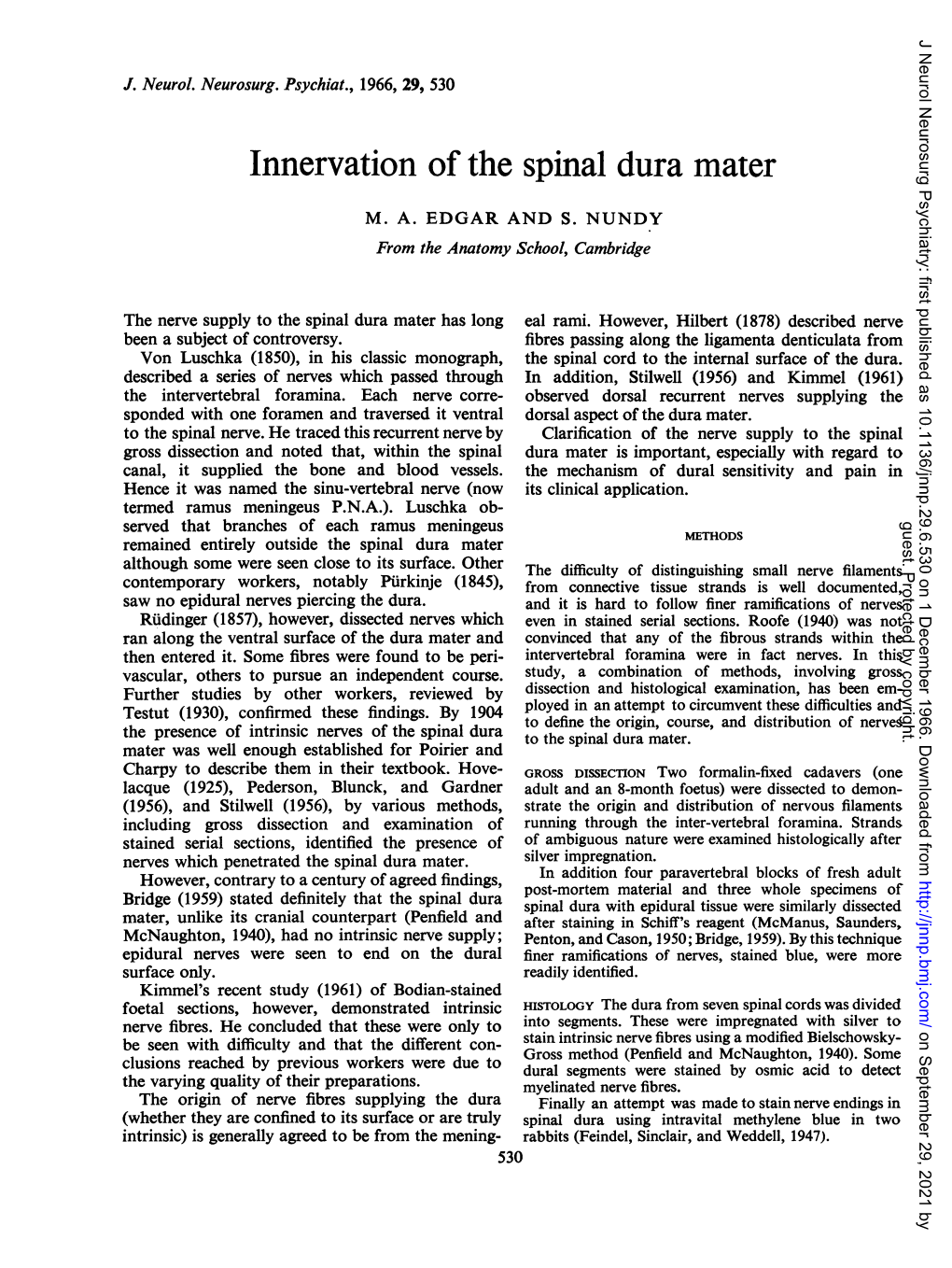 Innervation of the Spinal Dura Mater