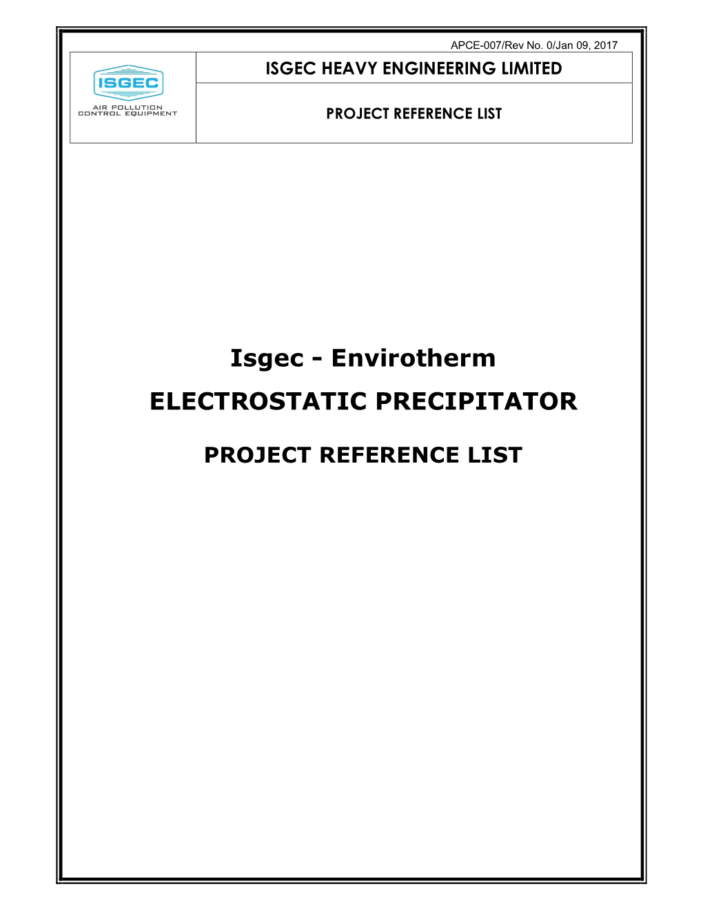 Project Reference List