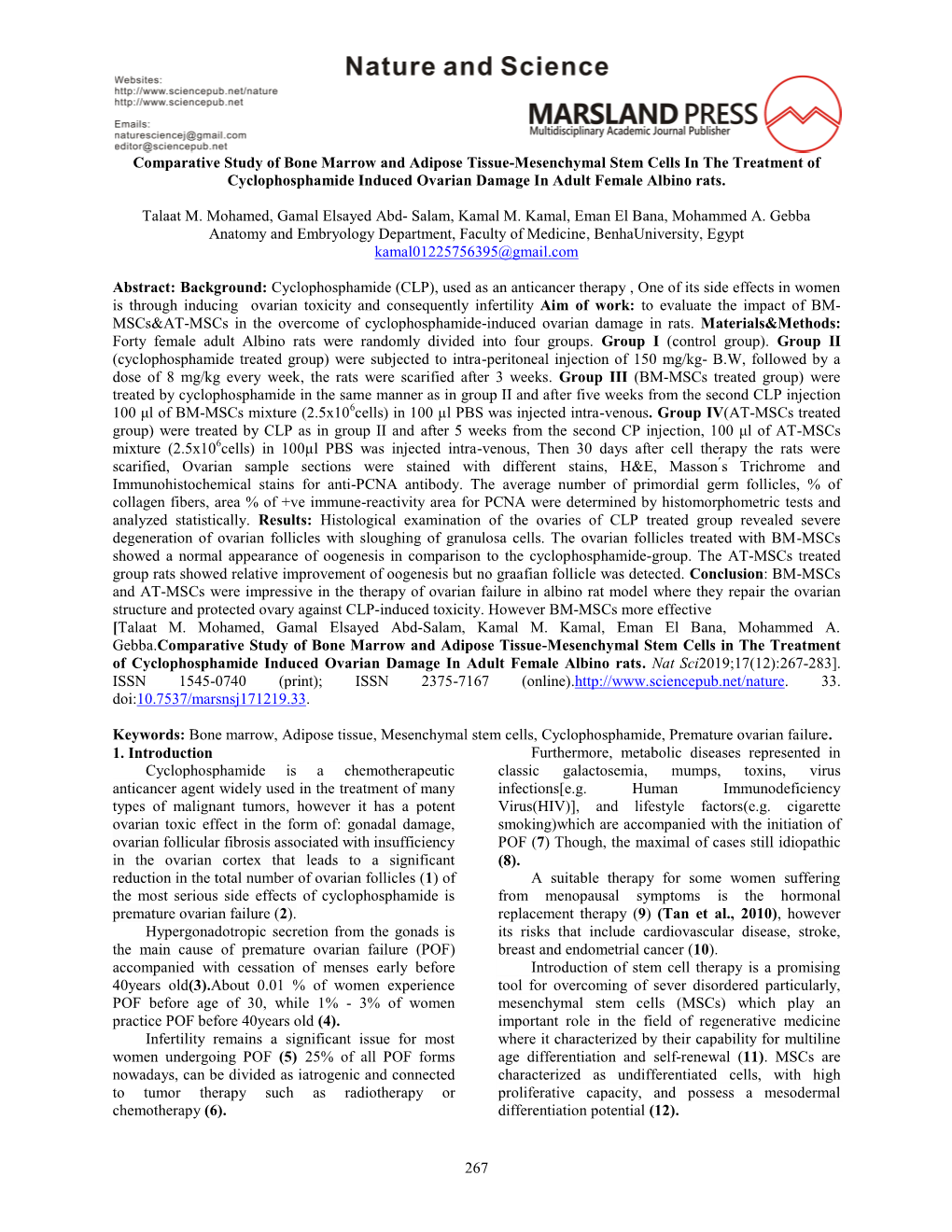 267 Comparative Study of Bone Marrow and Adipose Tissue