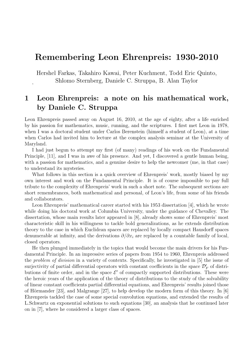 Remembering Leon Ehrenpreis: 1930-2010