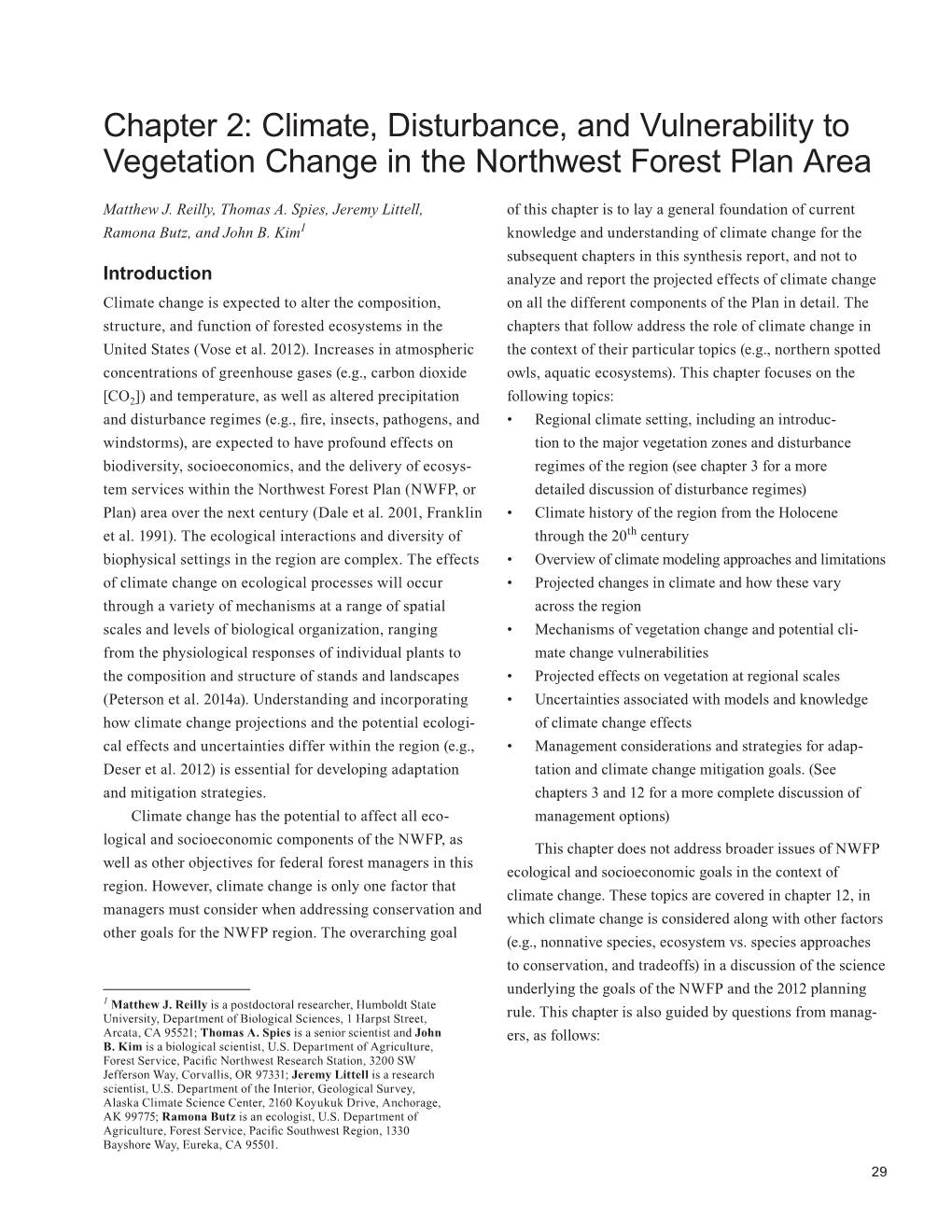 Climate, Disturbance, and Vulnerability to Vegetation Change in the Northwest Forest Plan Area